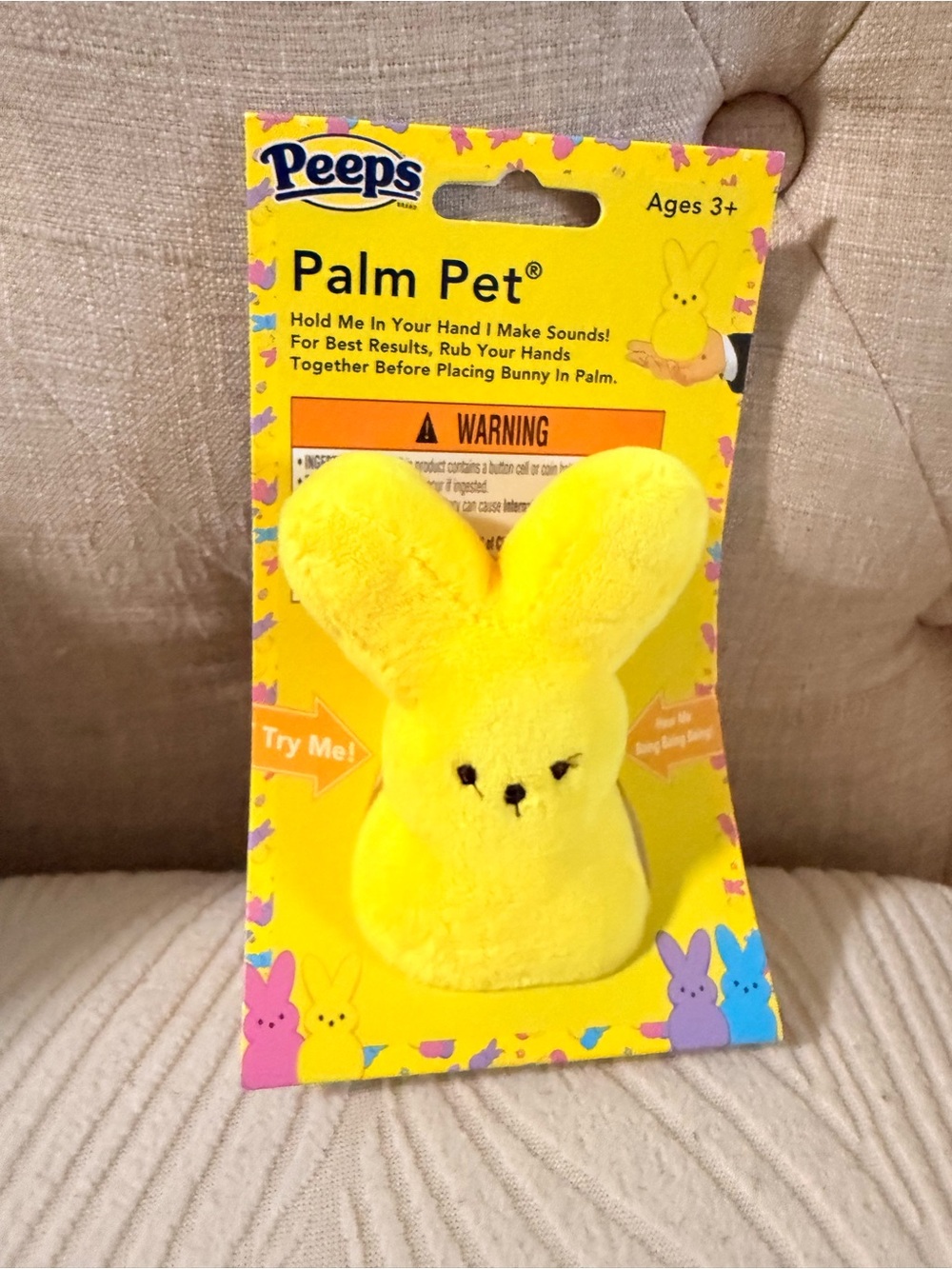 Peeps Palm Pet Plush Bunny - Yellow